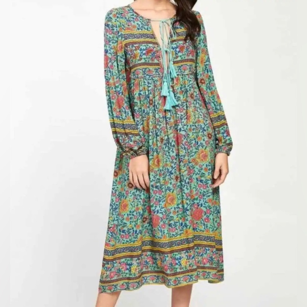 NWOT R. Vivimos La Lune Long Sleeve Boho Floral Print Midi Dress